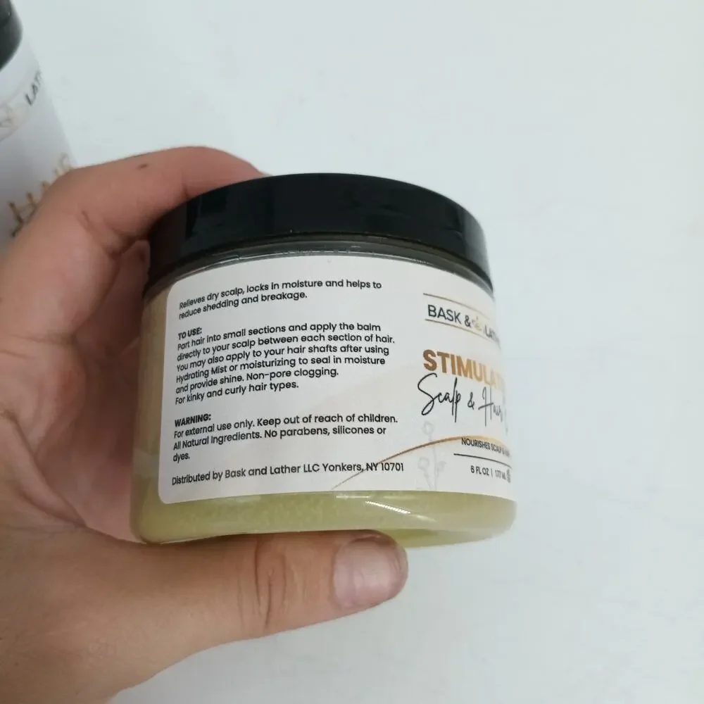 2X Bask & Lather Stimulating Scalp Hair Balm Moisturizing Dry Hair & Elixir New